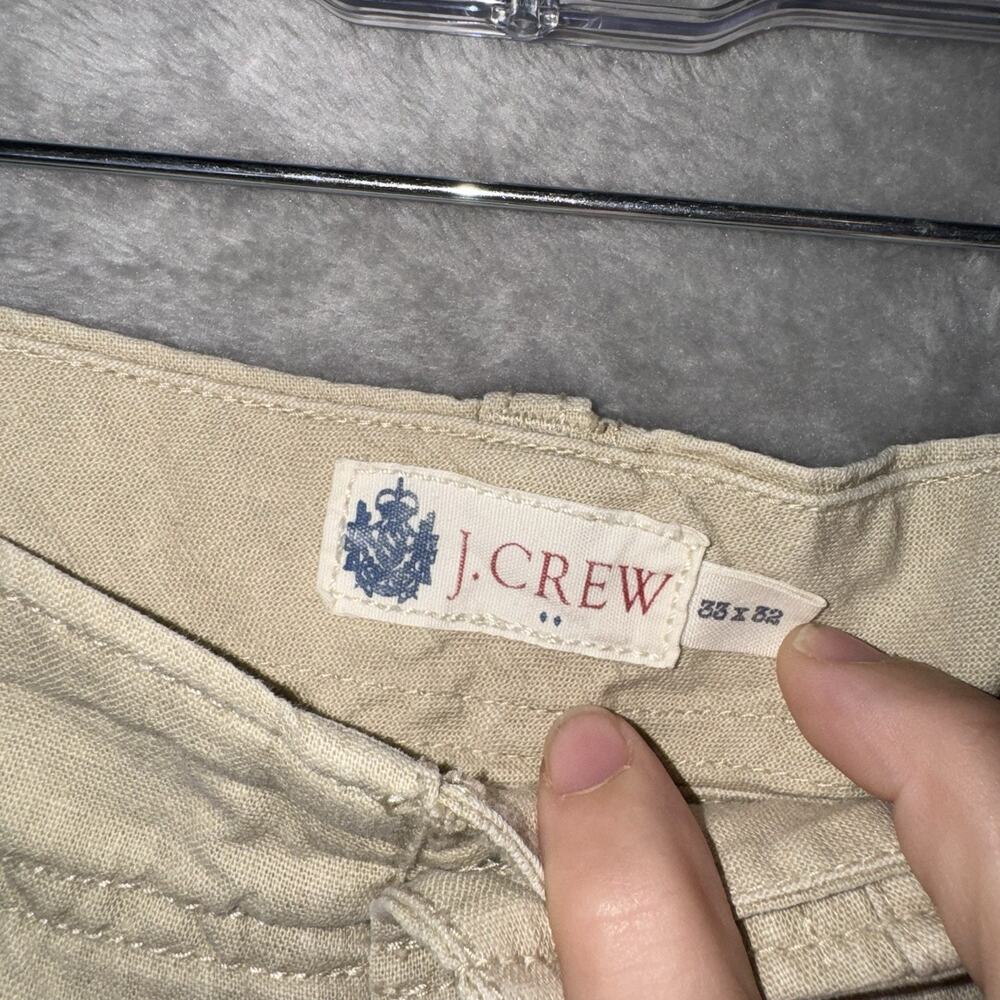 J Crew Men's Linen Blend Chino Pants Size 33x32 Tan Beach Coastal Old Money - Picture 2 of 7